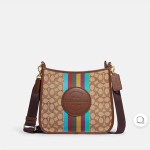 Dempsey File Bag in Signature Jacquard w/Stripe & Coach Patch (NEW)